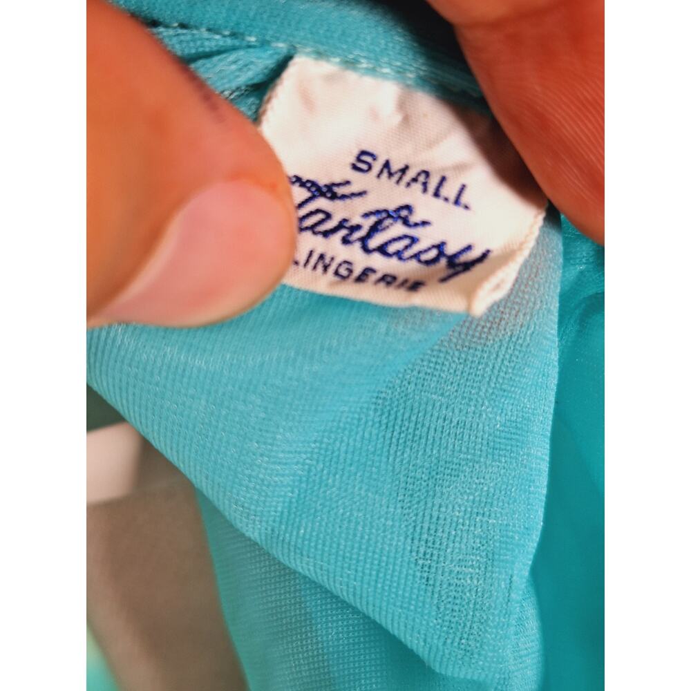 Fantasy Lingerie Women's Teal Vintage Nightgown Cover Small - Picture 5 of 5
